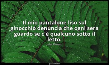 Il mio pantalone liso sul ginocchio denuncia che ogni sera guardo se c'è qualcun — Jules Renard
