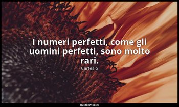 I numeri perfetti, come gli uomini perfetti, sono molto rari. — Cartesio