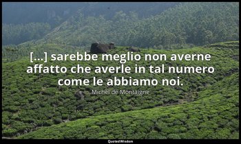 [...] sarebbe meglio non averne affatto che averle in tal numero come le abbiamo — Michel de Montaigne