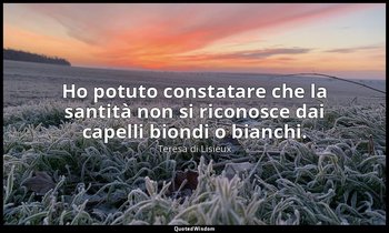Ho potuto constatare che la santità non si riconosce dai capelli biondi o bianch — Teresa di Lisieux