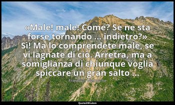 «Male! male! Come? Se ne sta forse tornando ... indietro?» Sì! Ma lo comprendete — Friedrich Nietzsche