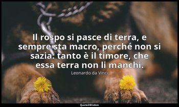 Il rospo si pasce di terra, e sempre sta macro, perché non si sazia: tanto è il  — Leonardo da Vinci