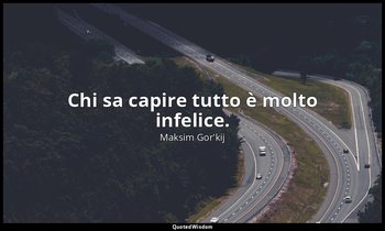 Chi sa capire tutto è molto infelice. — Maksim Gor'kij