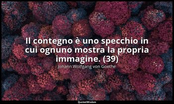 Il contegno è uno specchio in cui ognuno mostra la propria immagine. (39) — Johann Wolfgang von Goethe