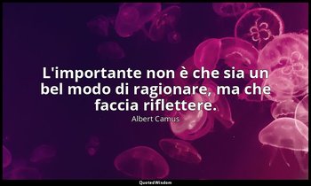 L'importante non è che sia un bel modo di ragionare, ma che faccia riflettere. — Albert Camus