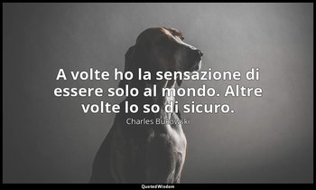 "A volte ho la sensazione di essere solo al mondo. Altre volte lo so di sicuro." — Charles Bukowski