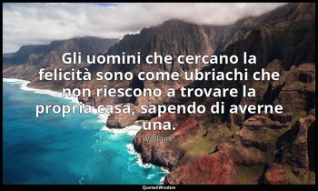 Gli uomini che cercano la felicità sono come ubriachi che non riescono a trovare — Voltaire