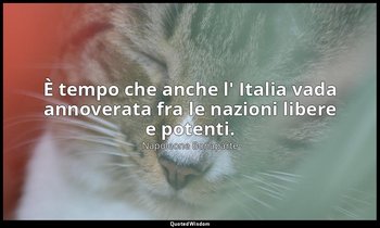 È tempo che anche l' Italia vada annoverata fra le nazioni libere e potenti. — Napoleone Bonaparte