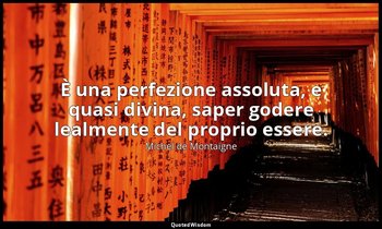 È una perfezione assoluta, e quasi divina, saper godere lealmente del proprio es — Michel de Montaigne