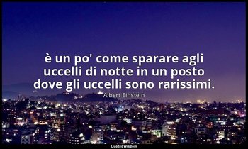è un po' come sparare agli uccelli di notte in un posto dove gli uccelli sono ra — Albert Einstein