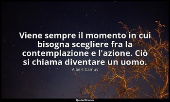 Viene sempre il momento in cui bisogna scegliere fra la contemplazione e l'azion — Albert Camus