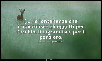 [...] la lontananza che impiccolisce gli oggetti per l'occhio, li ingrandisce pe — Arthur Schopenhauer