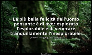 La più bella felicità dell'uomo pensante è di aver esplorato l'esplorabile e di  — Johann Wolfgang von Goethe