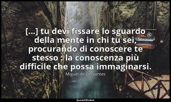 [...] tu devi fissare lo sguardo della mente in chi tu sei, procurando di conosc — Miguel de Cervantes