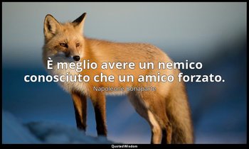È meglio avere un nemico conosciuto che un amico forzato. — Napoleone Bonaparte