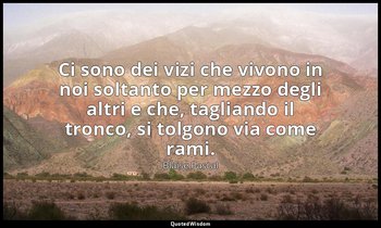 Ci sono dei vizi che vivono in noi soltanto per mezzo degli altri e che, taglian — Blaise Pascal