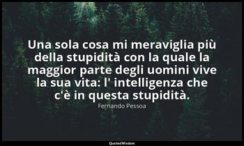 Una sola cosa mi meraviglia più della stupidità con la quale la maggior parte de — Fernando Pessoa