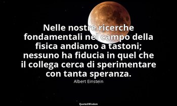 Nelle nostre ricerche fondamentali nel campo della fisica andiamo a tastoni; nes — Albert Einstein