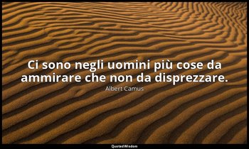 Ci sono negli uomini più cose da ammirare che non da disprezzare. — Albert Camus