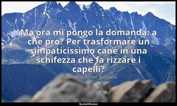 Ma ora mi pongo la domanda: a che pro? Per trasformare un simpaticissimo cane in — Michail Afanas'evič Bulgakov