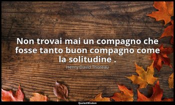 Non trovai mai un compagno che fosse tanto buon compagno come la solitudine . — Henry David Thoreau
