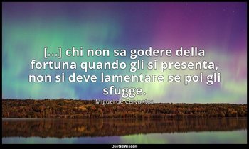 [...] chi non sa godere della fortuna quando gli si presenta, non si deve lament — Miguel de Cervantes