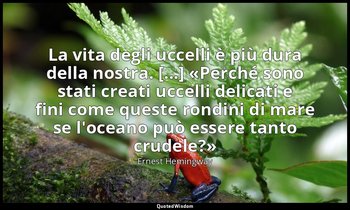 La vita degli uccelli è più dura della nostra. [...] «Perché sono stati creati u — Ernest Hemingway