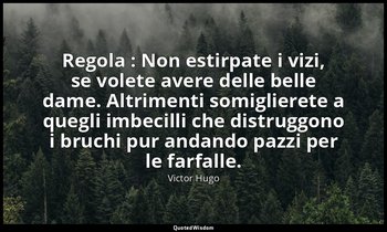 Regola : Non estirpate i vizi, se volete avere delle belle dame. Altrimenti somi — Victor Hugo