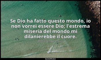 Se Dio ha fatto questo mondo, io non vorrei essere Dio; l'estrema miseria del mo — Arthur Schopenhauer