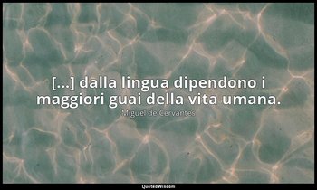 [...] dalla lingua dipendono i maggiori guai della vita umana. — Miguel de Cervantes