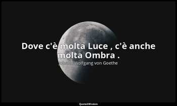 Dove c'è molta Luce , c'è anche molta Ombra . — Johann Wolfgang von Goethe