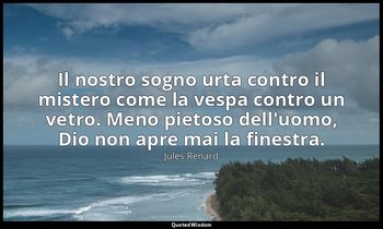 Il nostro sogno urta contro il mistero come la vespa contro un vetro. Meno pieto — Jules Renard