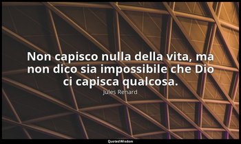 Non capisco nulla della vita, ma non dico sia impossibile che Dio ci capisca qua — Jules Renard
