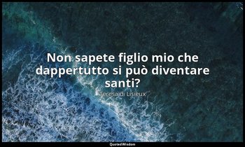 Non sapete figlio mio che dappertutto si può diventare santi? ( san Francesco ) — Teresa di Lisieux