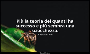 Più la teoria dei quanti ha successo e più sembra una sciocchezza. — Albert Einstein