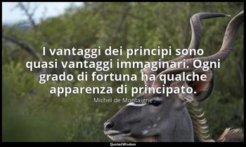 I vantaggi dei principi sono quasi vantaggi immaginari. Ogni grado di fortuna ha — Michel de Montaigne
