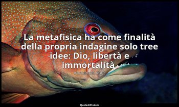 La metafisica ha come finalità della propria indagine solo tree idee: Dio, liber — Immanuel Kant