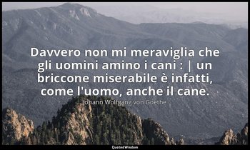 Davvero non mi meraviglia che gli uomini amino i cani : | un briccone miserabile — Johann Wolfgang von Goethe