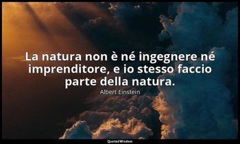 La natura non è né ingegnere né imprenditore, e io stesso faccio parte della nat — Albert Einstein