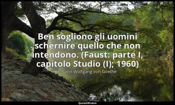 Ben sogliono gli uomini schernire quello che non intendono. (Faust: parte I, cap — Johann Wolfgang von Goethe