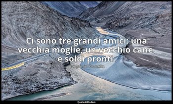 Ci sono tre grandi amici: una vecchia moglie, un vecchio cane, e soldi pronti. — Benjamin Franklin