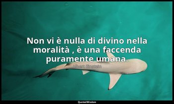 Non vi è nulla di divino nella moralità , è una faccenda puramente umana. — Albert Einstein