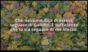 Che nessuno dica di essere seguace di Gandhi. È sufficiente che io sia seguace d — Mahatma Gandhi