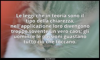 Le leggi che in teoria sono il tipo della chiarezza, nell'applicazione loro dive — Napoleone Bonaparte