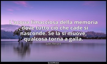 L'acqua limacciosa della memoria , dove tutto ciò che cade si nasconde. Se la si — Jules Renard