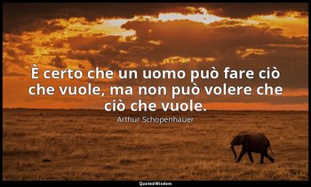 È certo che un uomo può fare ciò che vuole, ma non può volere che ciò che vuole. — Arthur Schopenhauer