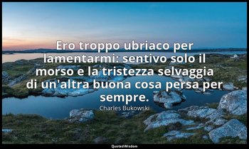 Ero troppo ubriaco per lamentarmi: sentivo solo il morso e la tristezza selvaggi — Charles Bukowski