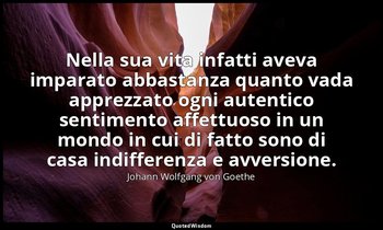 Nella sua vita infatti aveva imparato abbastanza quanto vada apprezzato ogni aut — Johann Wolfgang von Goethe