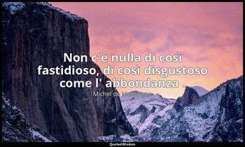 Non c'è nulla di così fastidioso, di così disgustoso come l' abbondanza . — Michel de Montaigne
