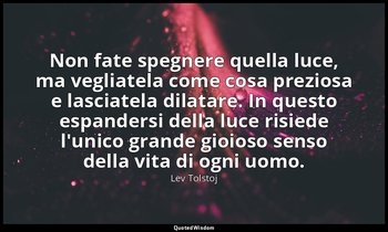 Non fate spegnere quella luce, ma vegliatela come cosa preziosa e lasciatela dil — Lev Tolstoj